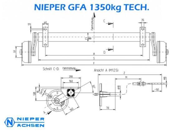 Nieper kumijousiakseli 1350 kg